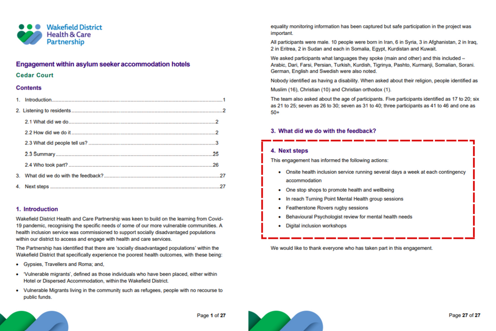 Migrant 'next steps' form