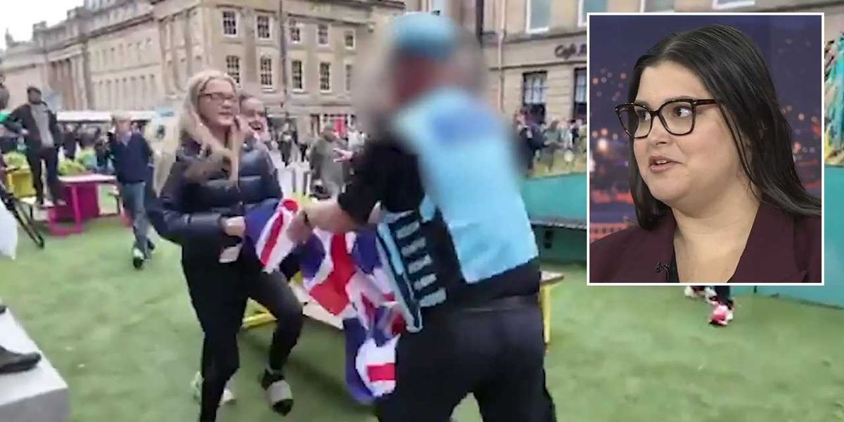 NextImg:Police officer sparks outrage after snatching Union flag from teenage protester: 'Patriotism is not controversial!'
