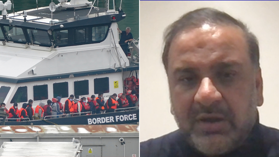 Migrants arriving on British shores and Immigration lawyer Harjap Singh Bhangal