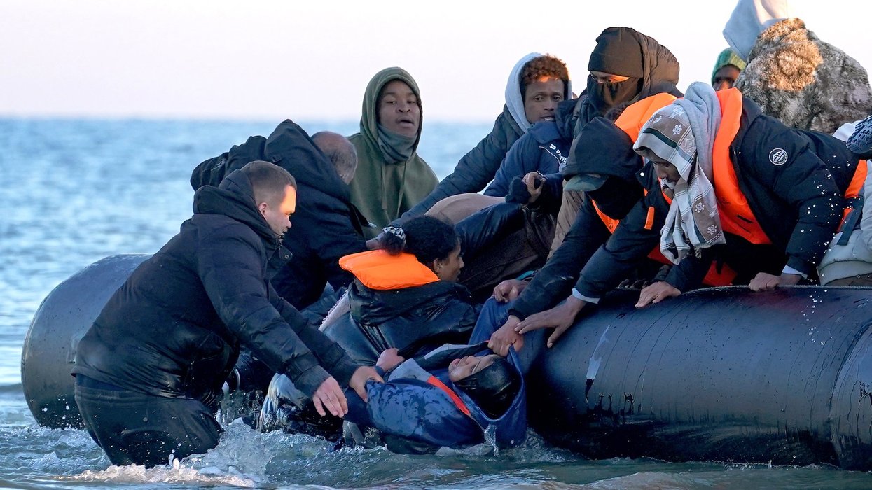 Migrants attempting to cross the Channel in a small boat