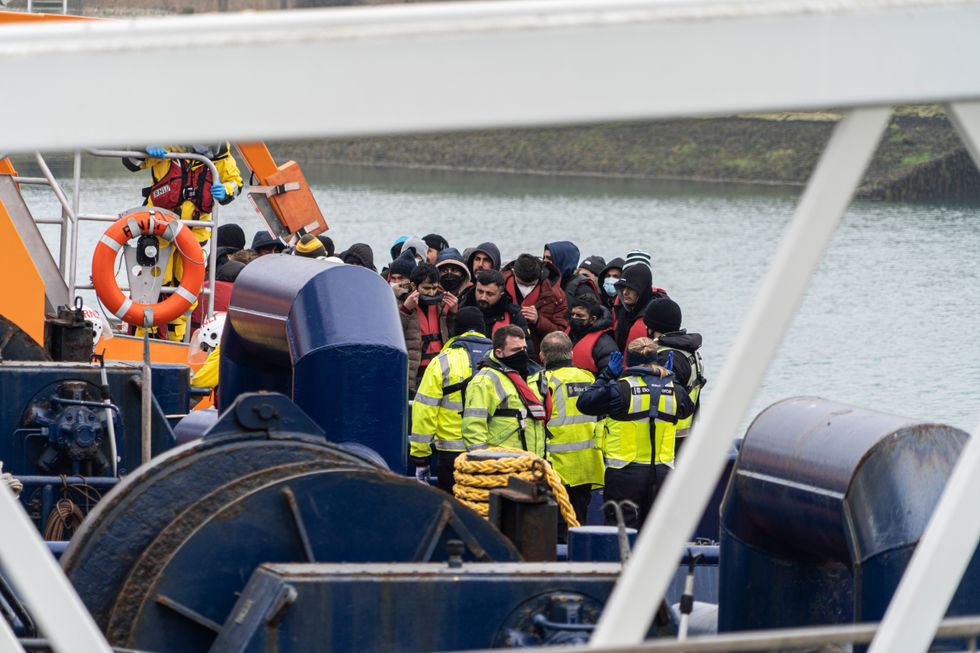Migrants being brought ashore in Dover