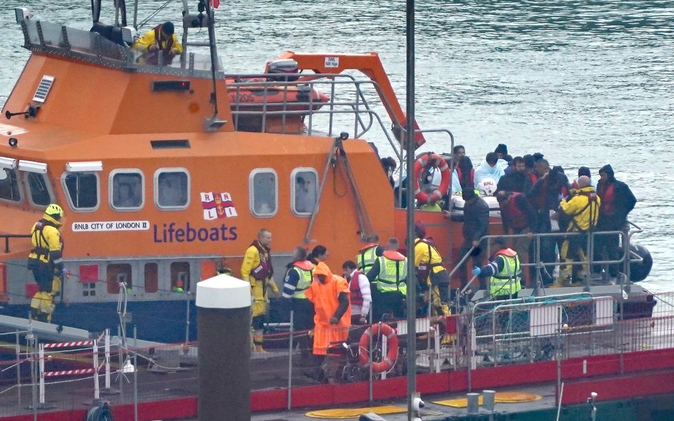 Migrants being rescued by the RNLI