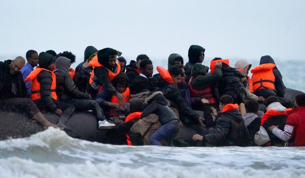 Migrants crossing Channel in small boat
