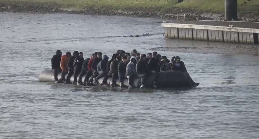 Migrants departing Gravelines in France in an attempt to cross the Channel