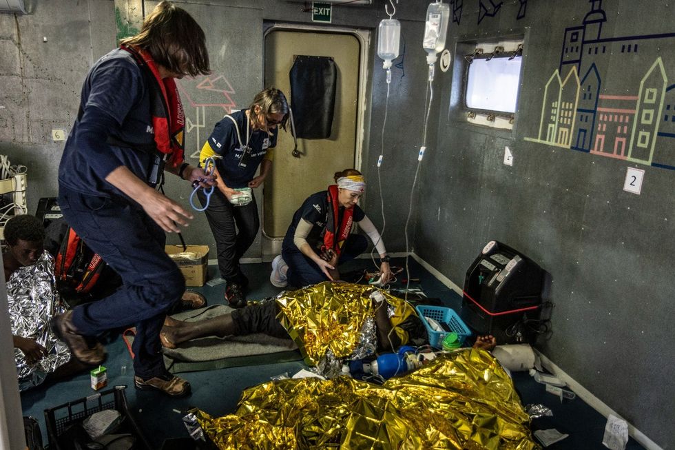 Migrants in a ship