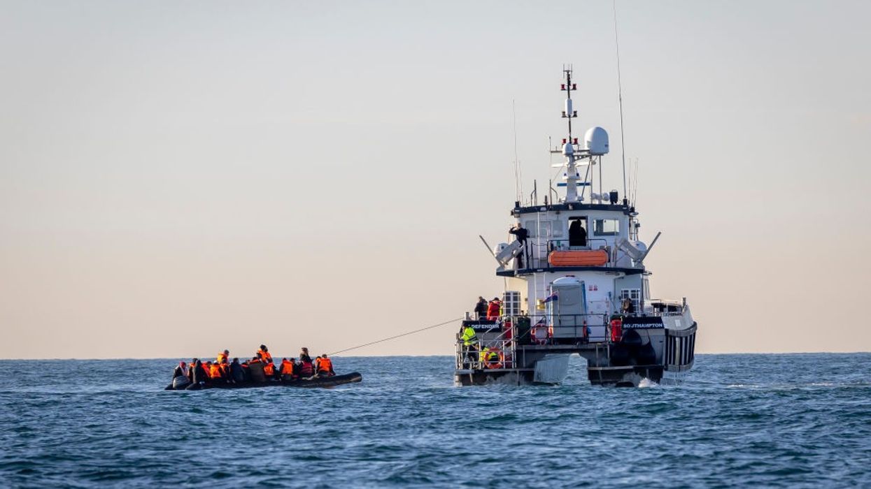 Migrants on a small boat