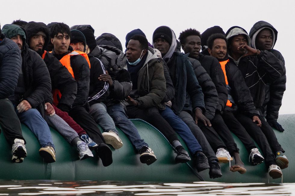 Migrants on a small boat