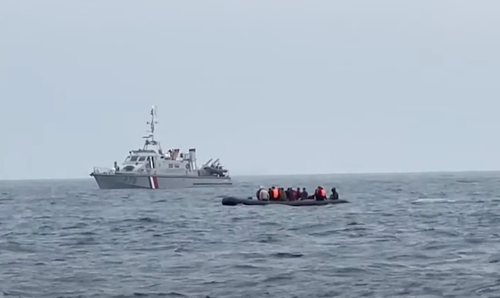 Migrants on small boat in the channel