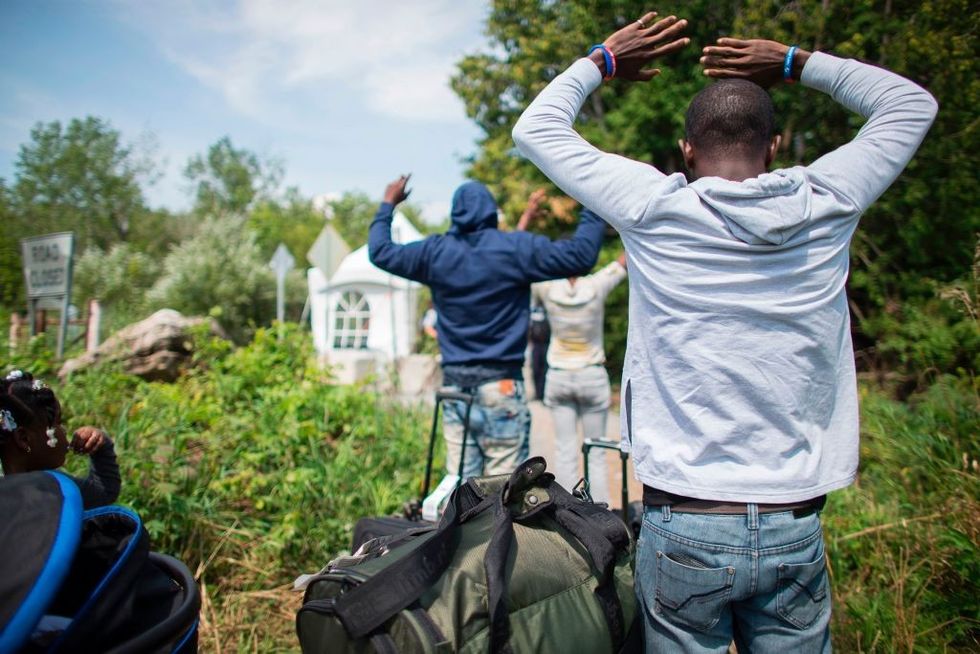 Migrants on US-Canada border