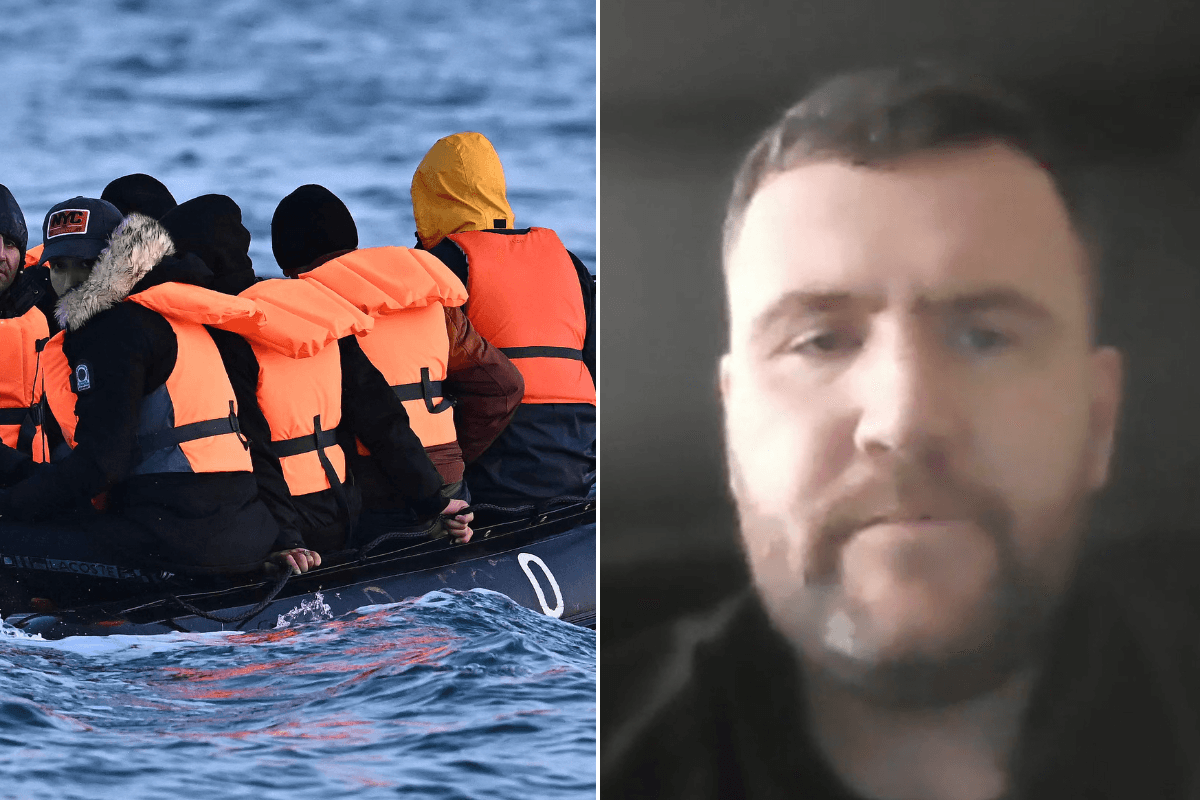 Migrants travel in an inflatable boat across the English Channel; Gary Doyle