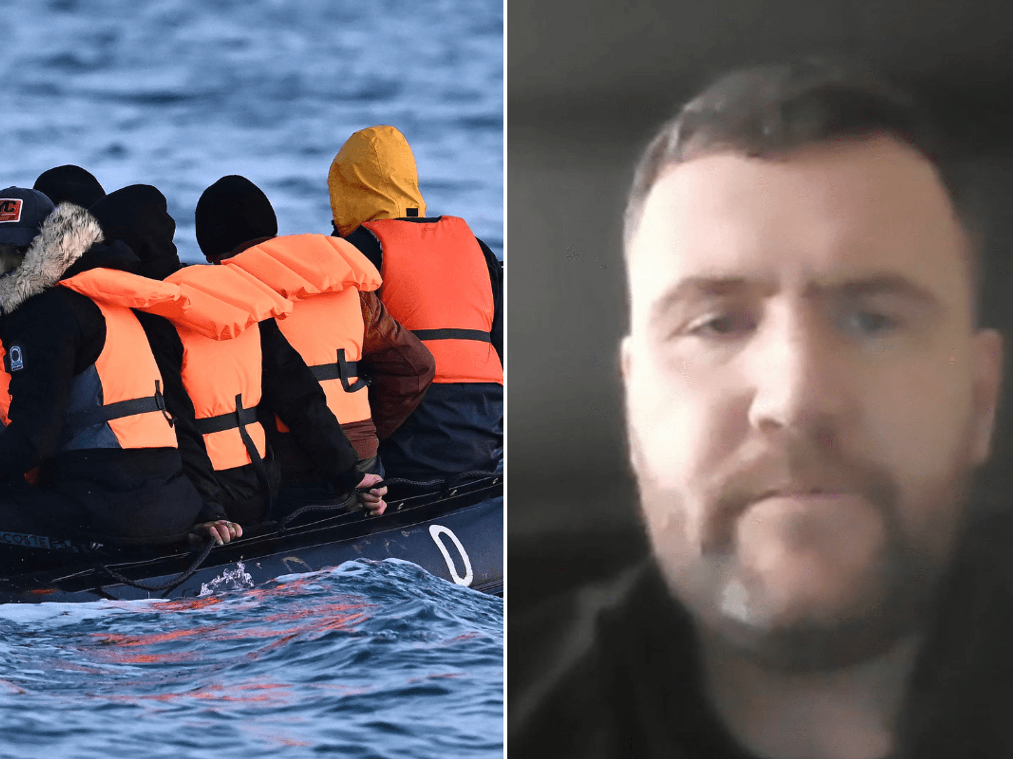 Migrants travel in an inflatable boat across the English Channel; Gary Doyle