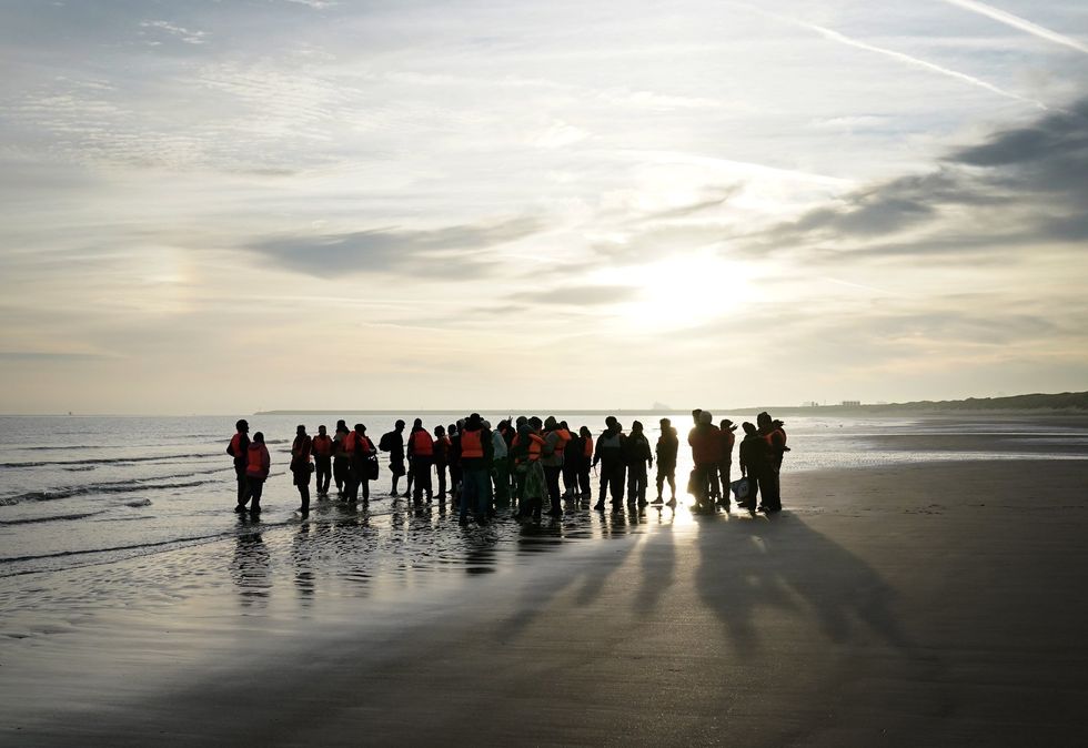 Migrants waiting on beach in Northern France