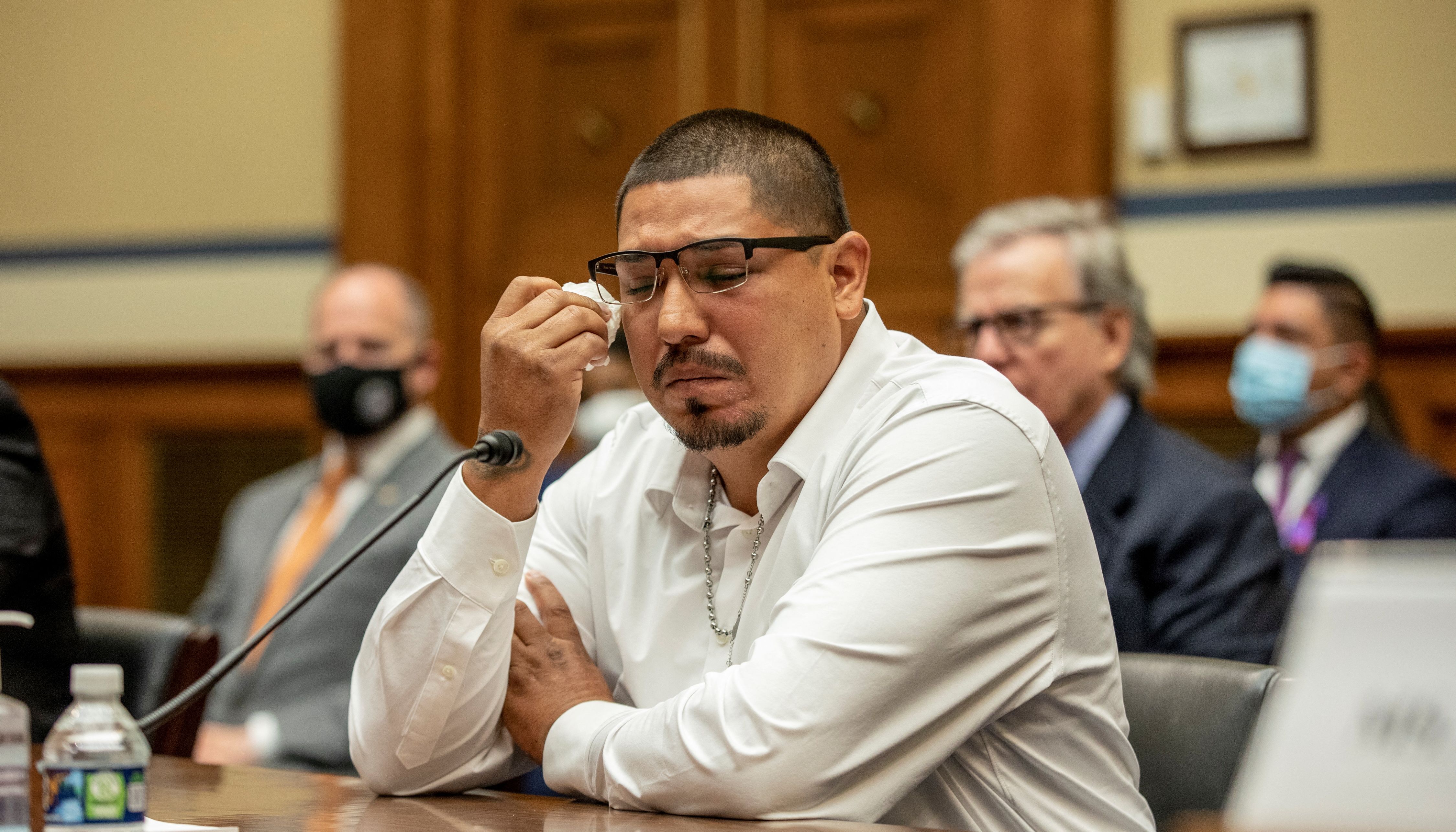 Miguel Cerrillo, father of Miah Cerrillo, Fourth-Grade Student at Robb Elementary School in Uvalde, Texas, testifies during a House Committee on Oversight and Reform hearing on gun violence on Capitol Hill in Washington, US.
