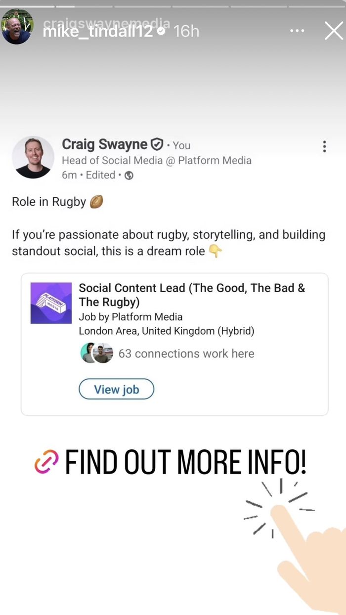 Mike Tindall job listing