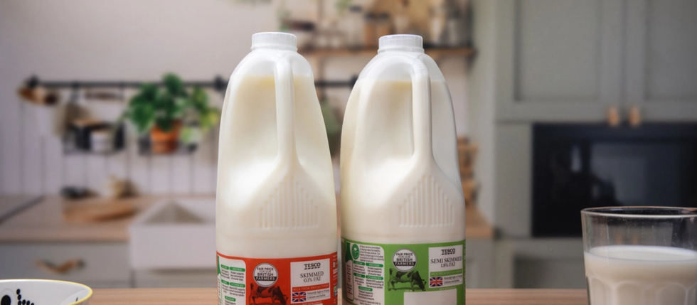 Milk cartons with clear caps