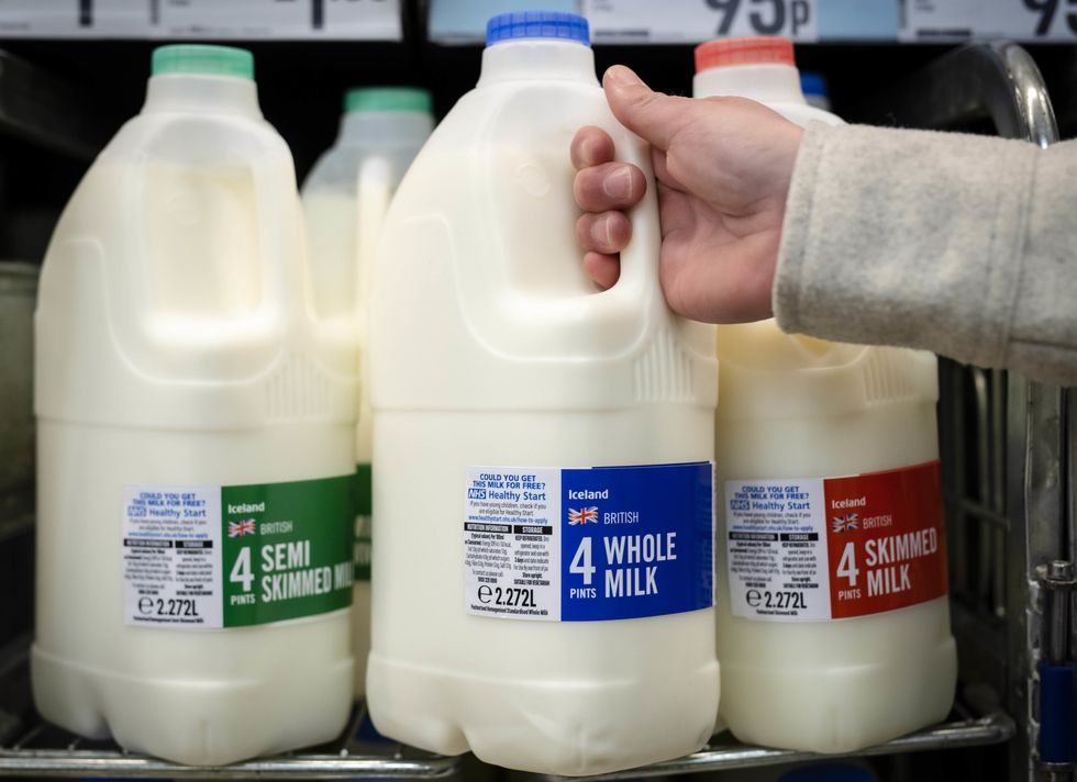 Milk on shelves