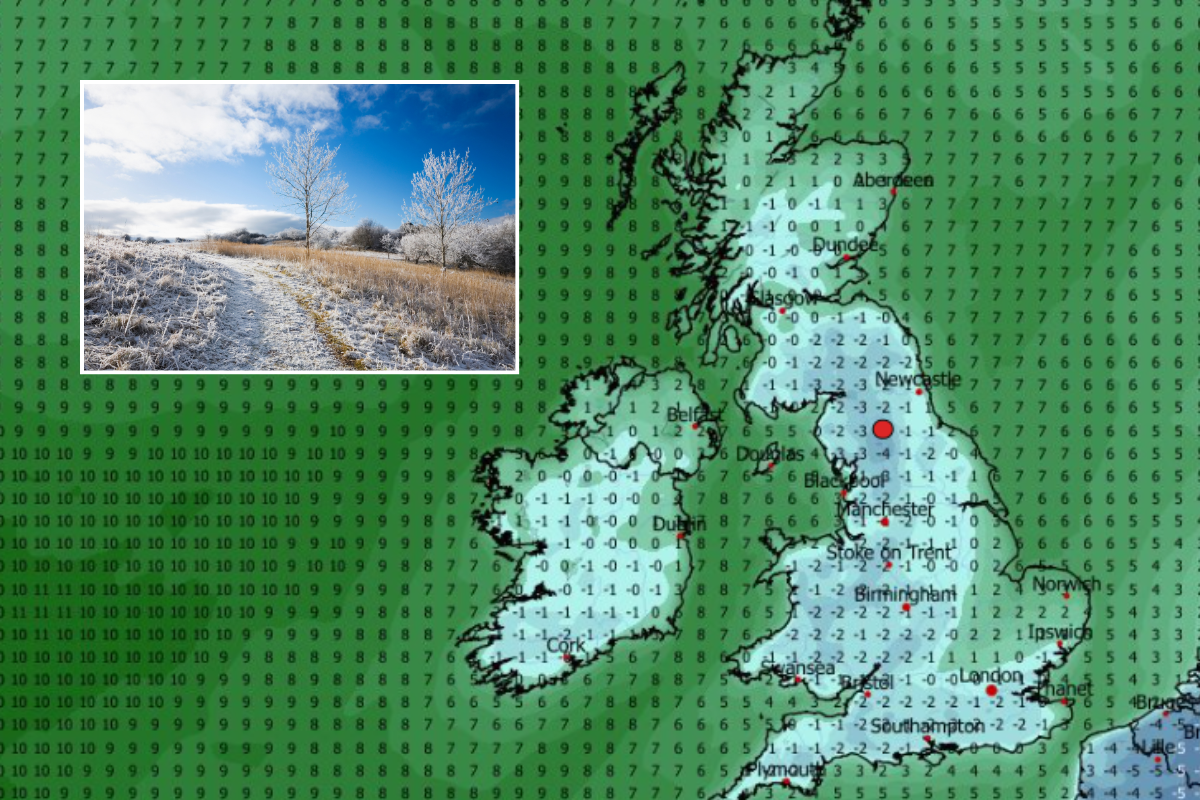 Mimimum tempreture map UK