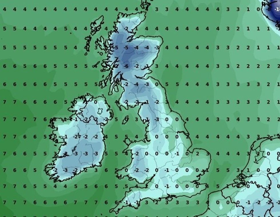 Minimum temperatures across the UK later this month