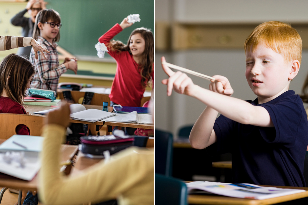 Misbehaving children in classroom