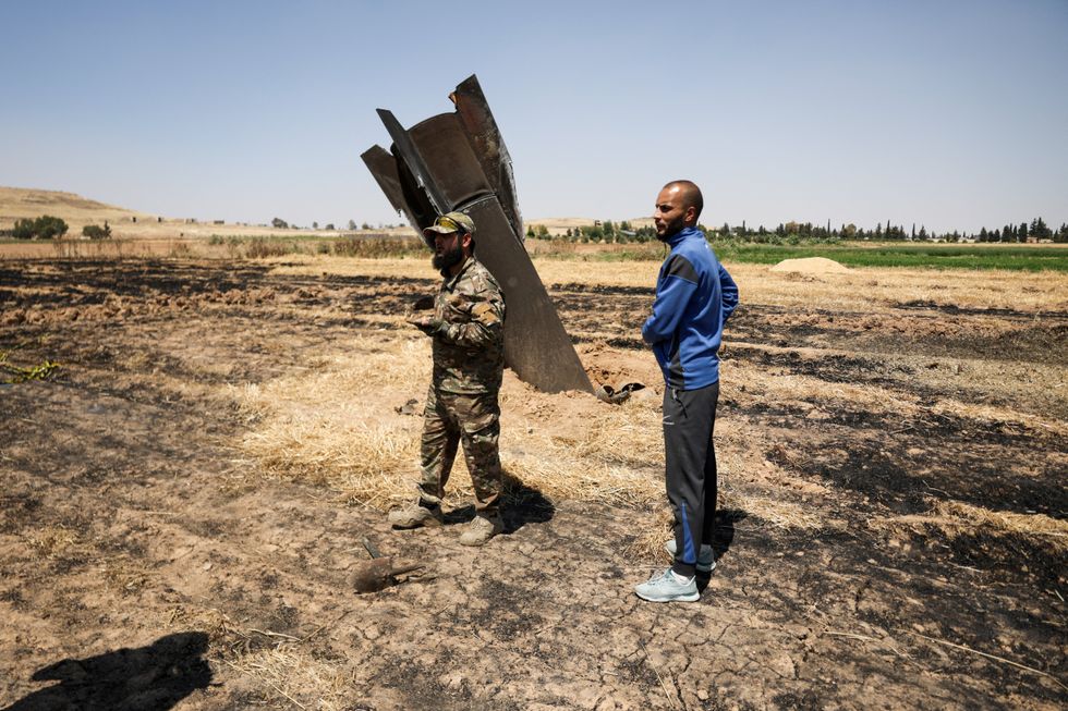 Missile lodged in ground near Damascus, Syria