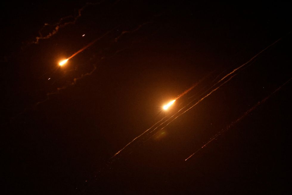 Missiles launched from Iran towards Israel are seen from Tubas, in the West Bank, on Saturday evening\u200b