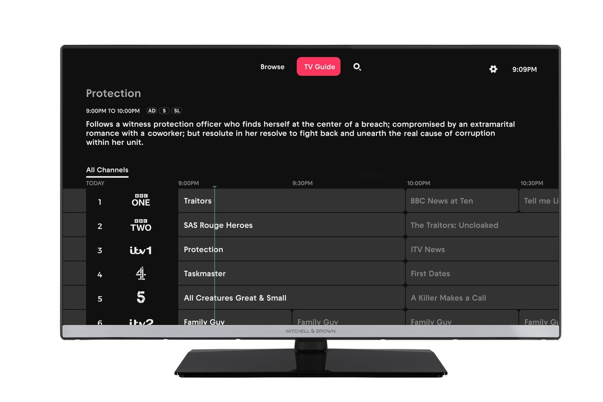 Mitchell and Brown Smart TV experience on white background