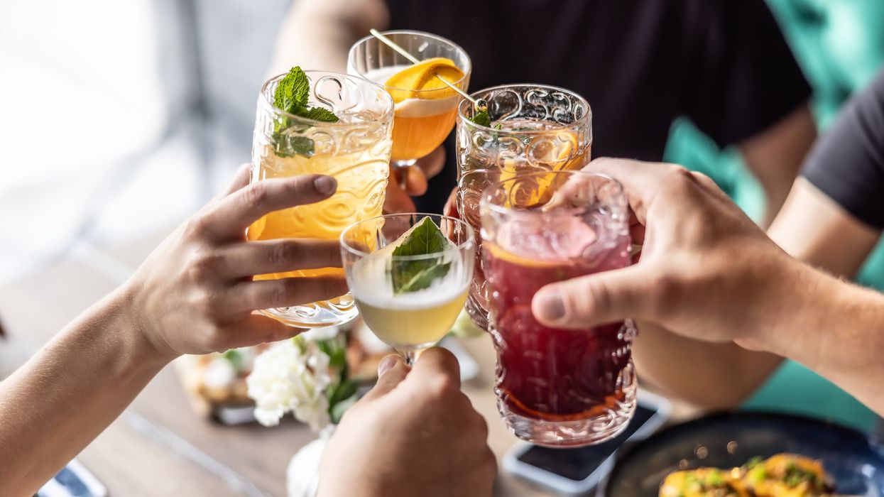 Mixed drinks held up in center