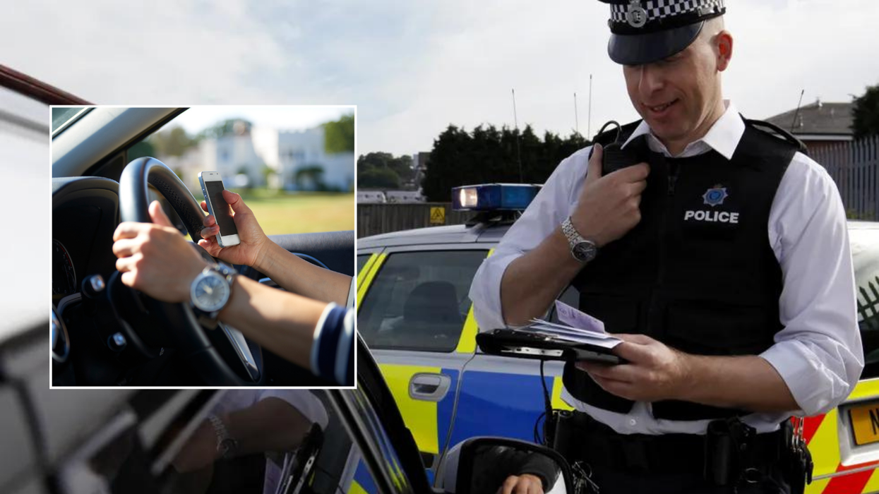 Mobile phone in car and police officer