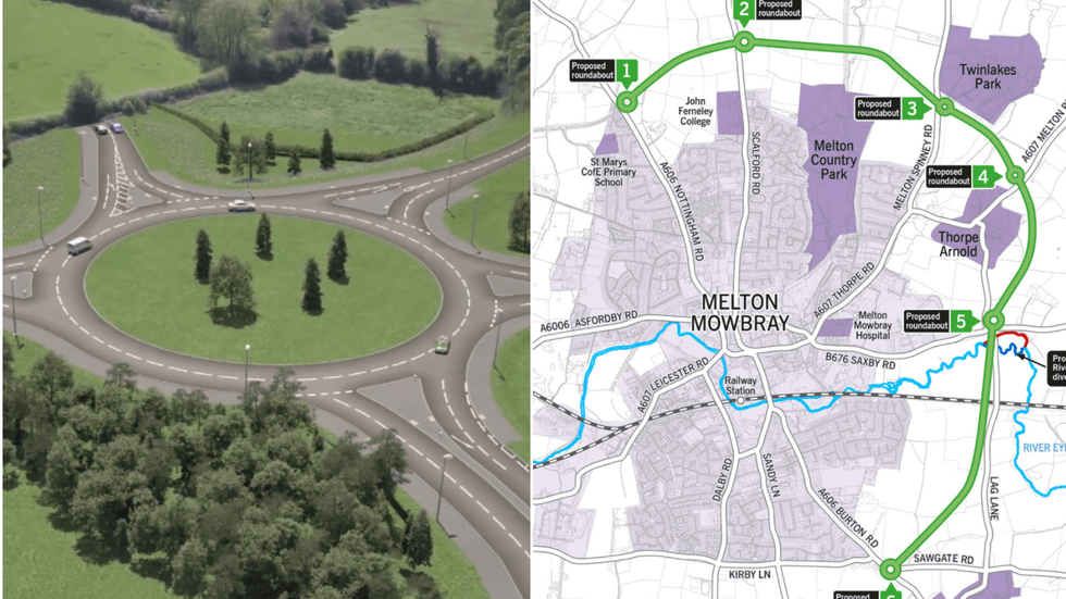Mock up of the new road and map of road