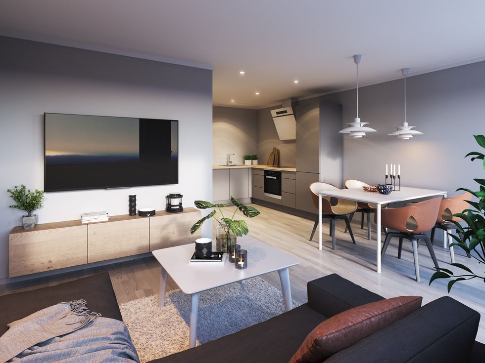 Modern open plan living room/kitchen