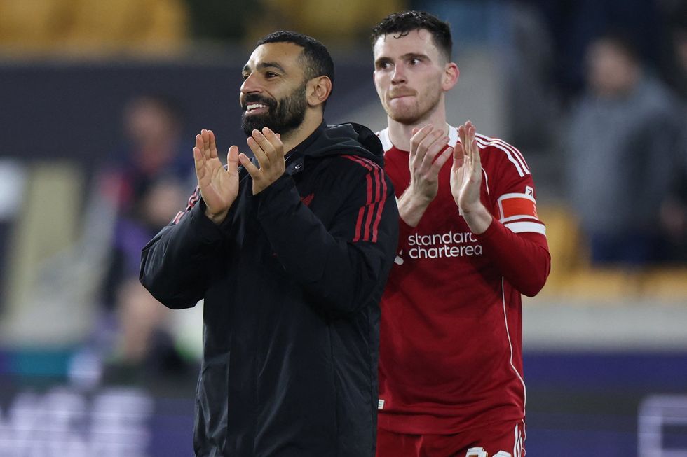 Mohamed Salah and Andy Robertson