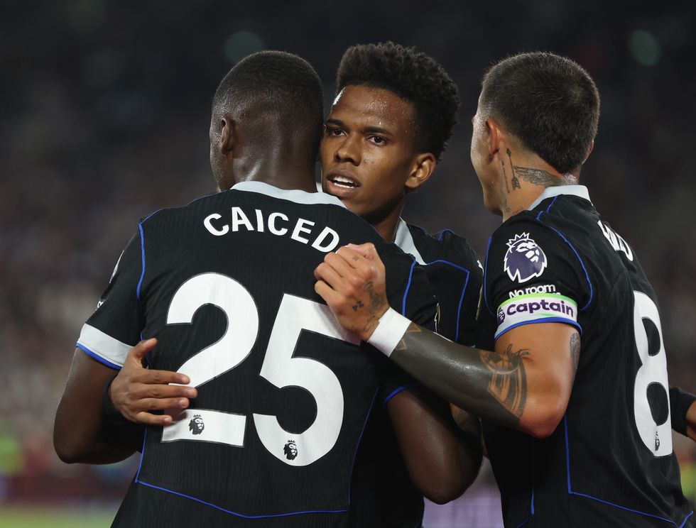 Moises Caicedo, Enzo Fernandez and Estevao