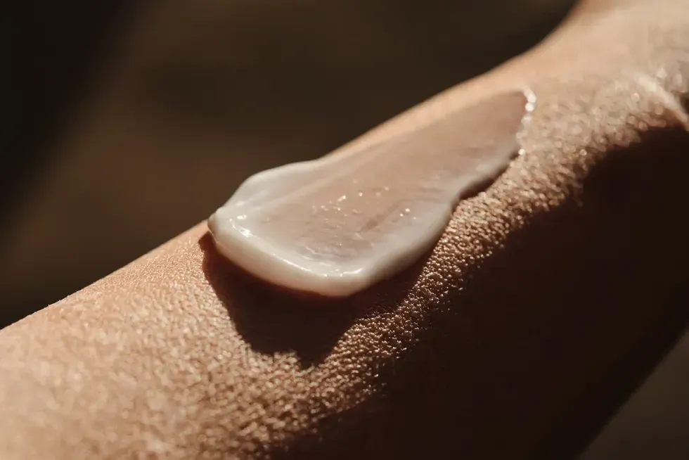 Moisturiser on skin