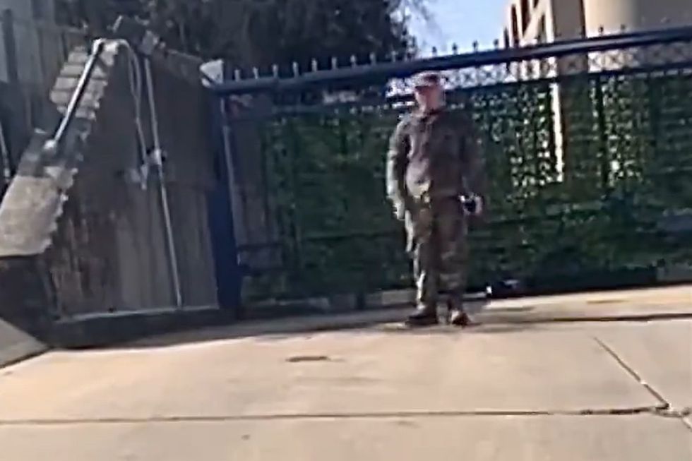 Moment before US Airman sets himself on fire outside Israeli embassy in Washington