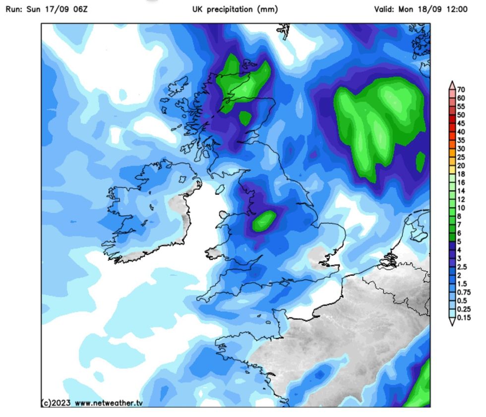 Monday rain map