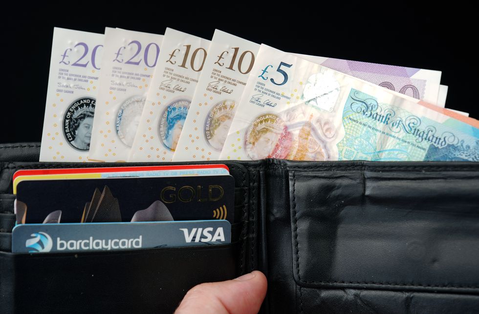 Money and Barclaycard in wallet