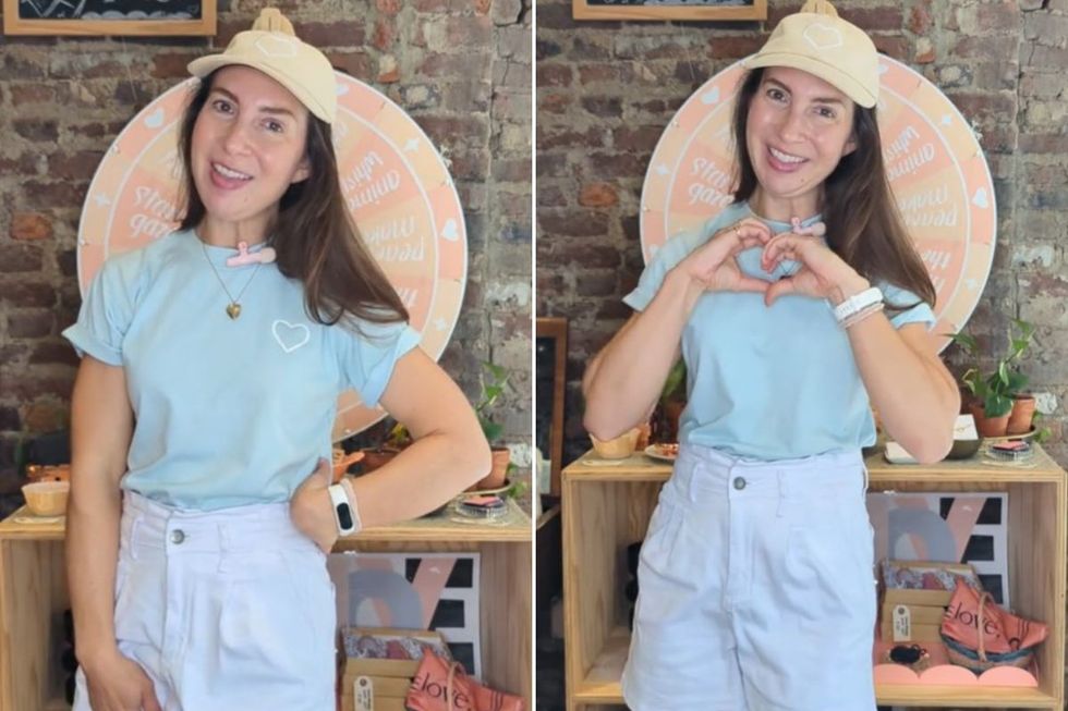 Monica Grunick modelling her brand's clothes on TikTok