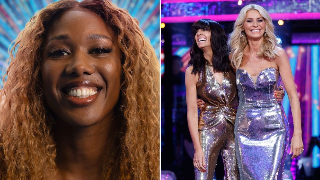 Montell Douglas and Strictly hosts Claudia Winkleman and Tess Daly