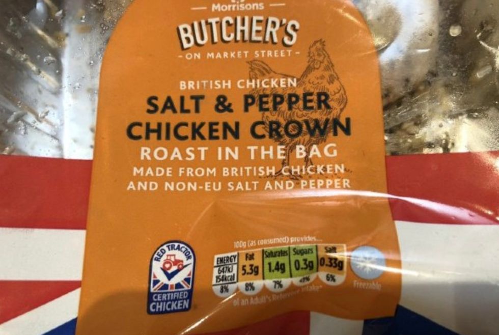 Morrisons supermarket has apologised after it labelled a British chicken as containing "non-EU salt and pepper".
