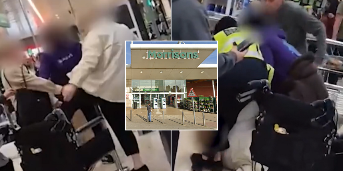 NextImg:Morrisons shopper in wheelchair FLOORED by security after she threw items at customers and yelled at staff
