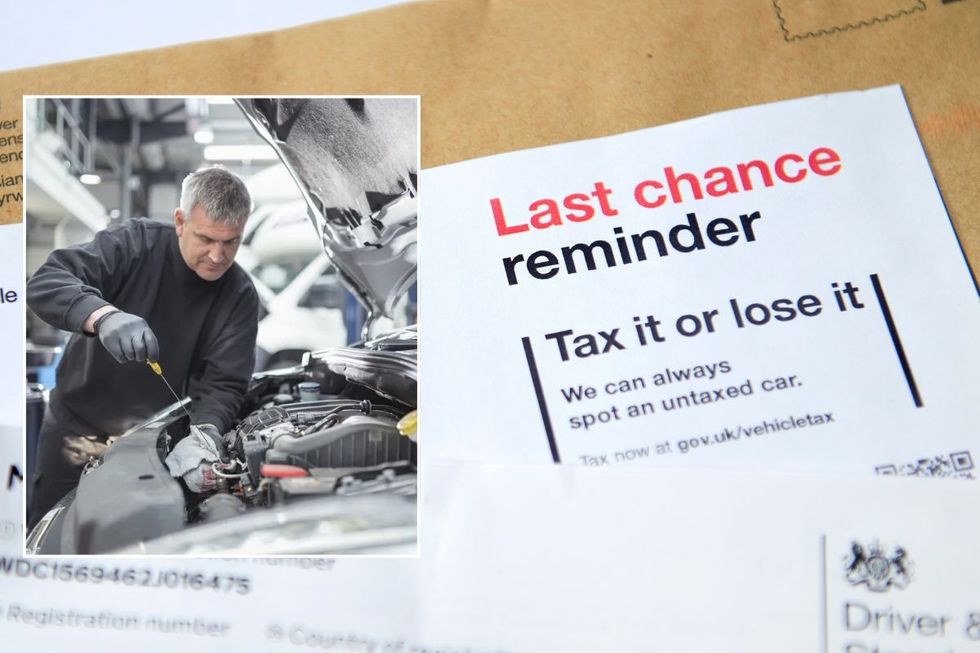 MOT test and a car tax reminder letter
