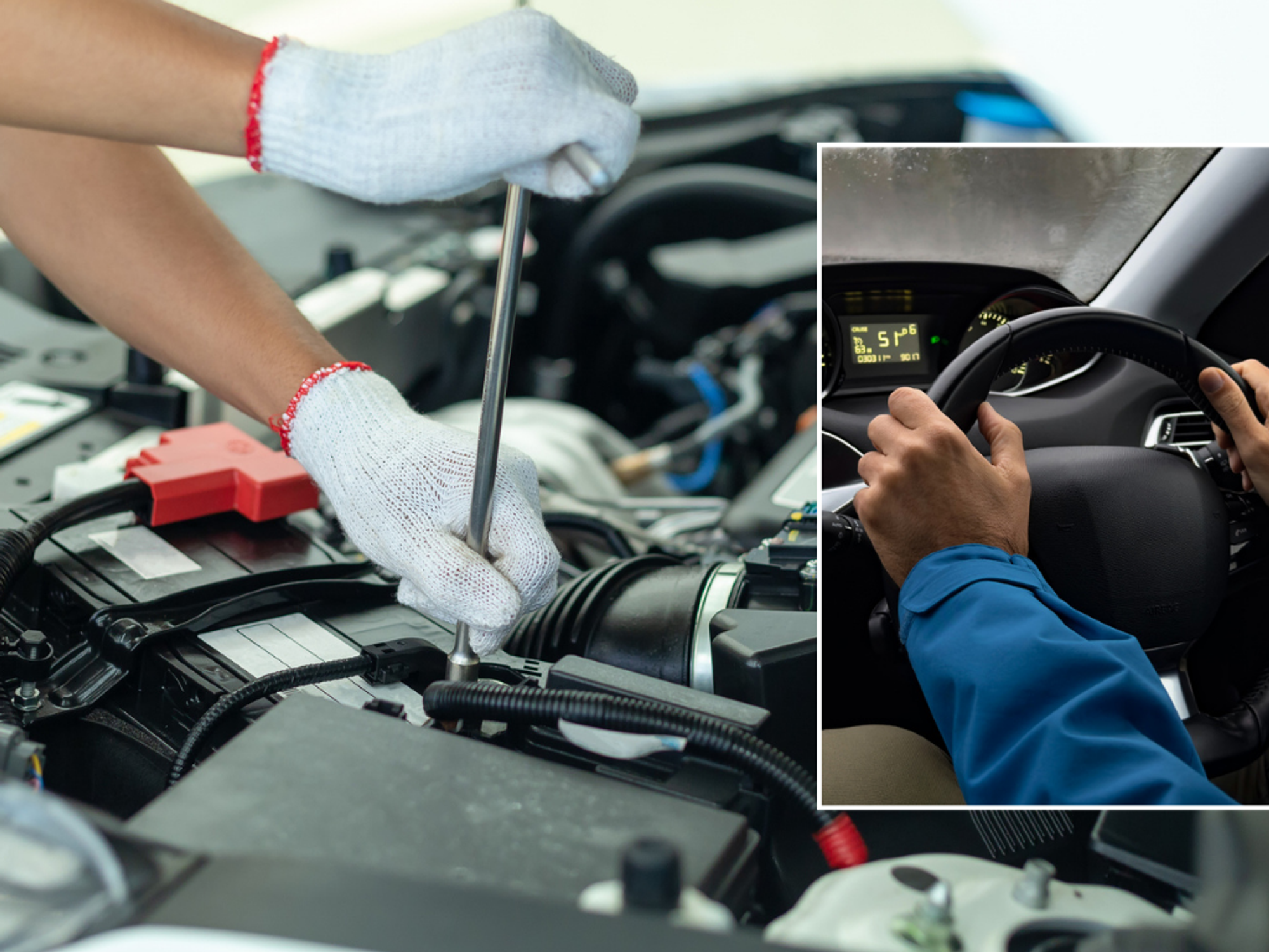 MOT test anf driver in car