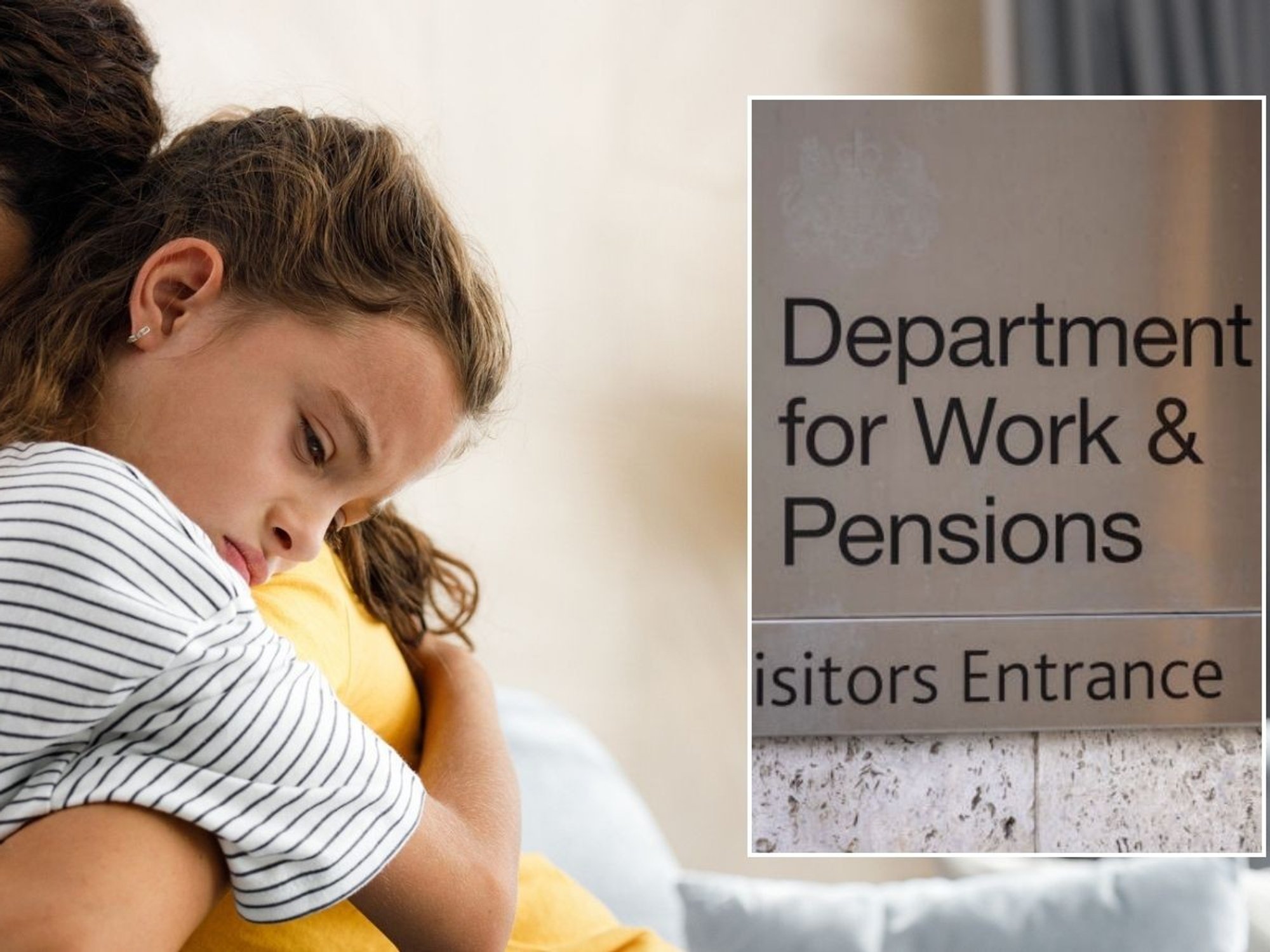 Mother and child, DWP sign