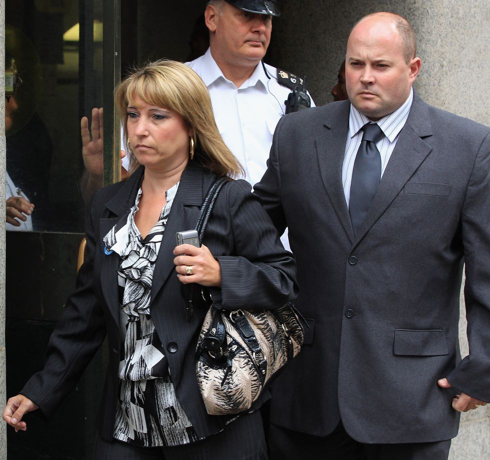 Mother of murdered toddler James Bulger, Denise Fergus and husband Stuart Fergus leave the Old Bailey on July 23, 2010 in London