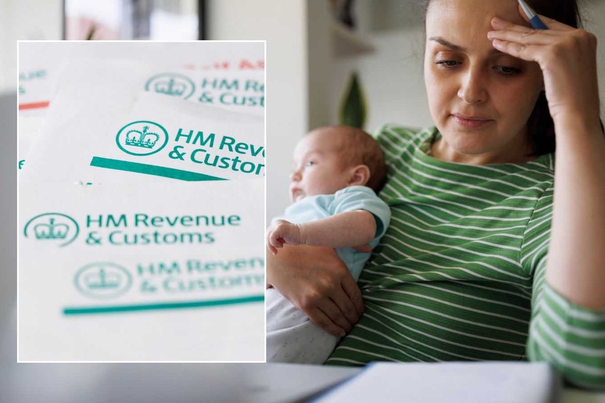Mother with child and HMRC letter