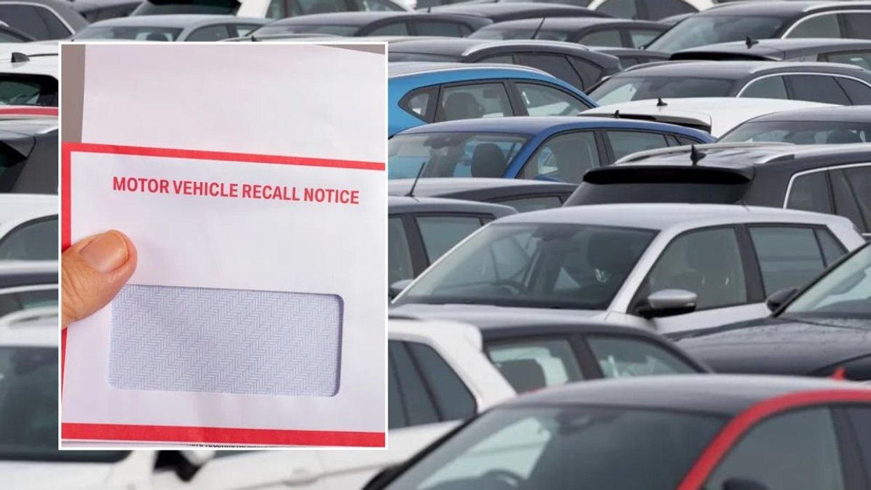 Motor vehicle recall notice letter and a busy car park