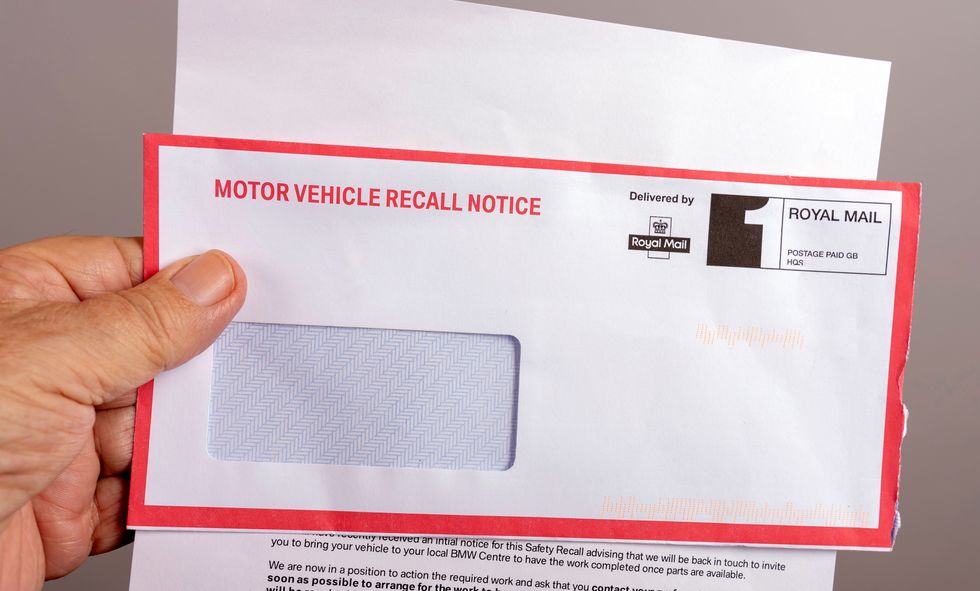 Motor vehicle recall notice letter