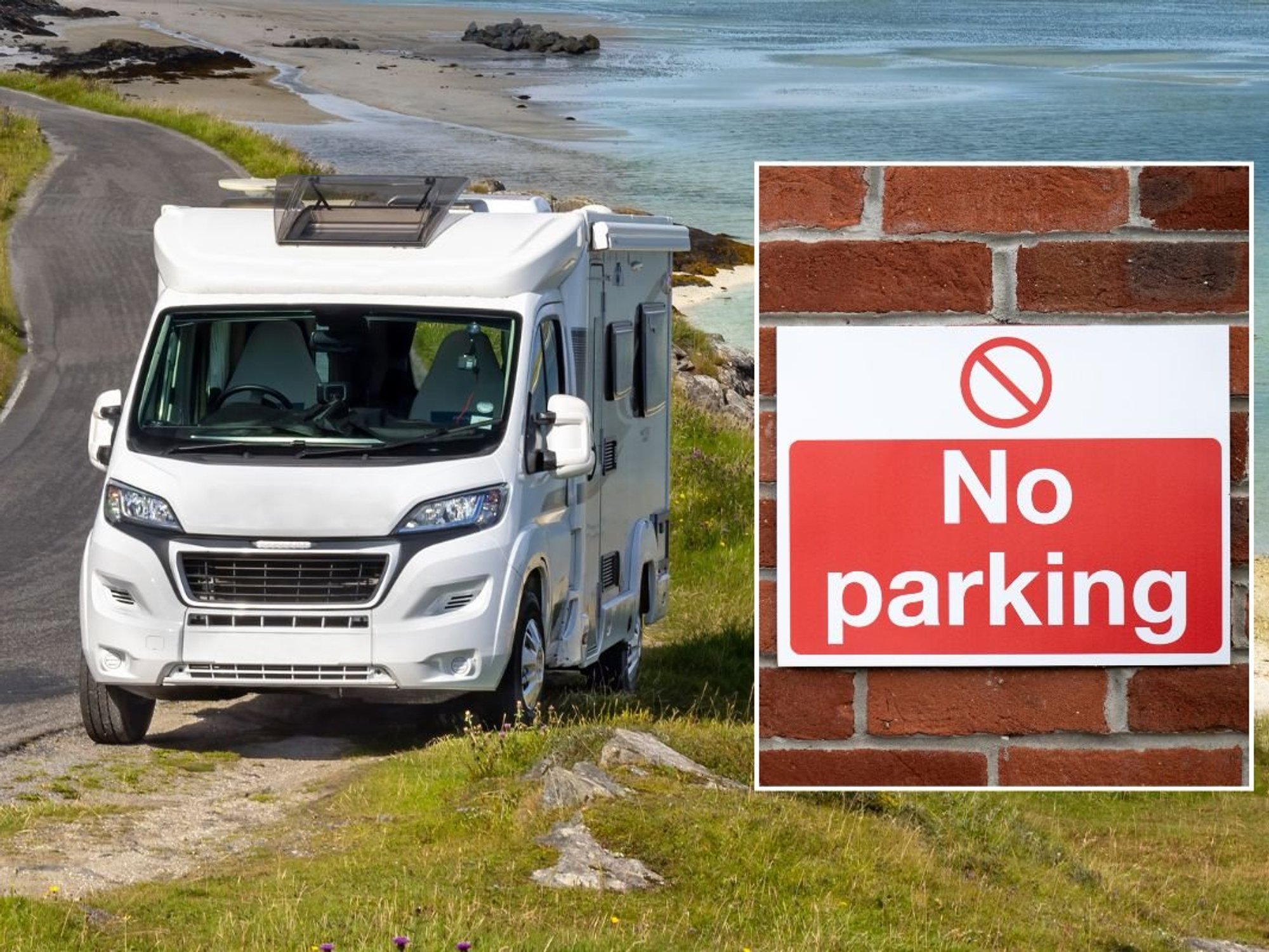 Motorhome and a no parking sign