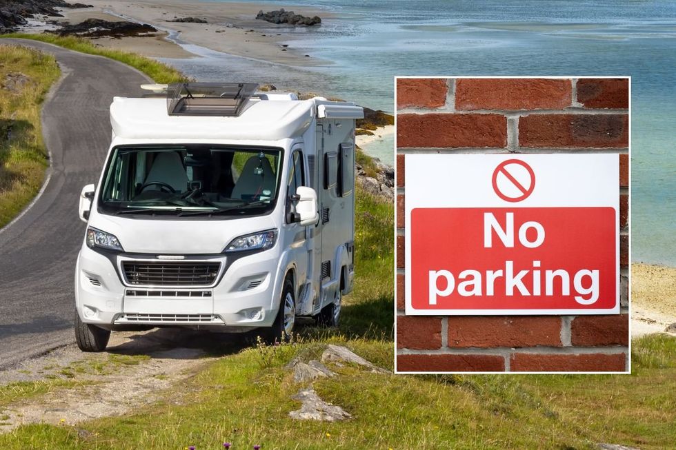 Motorhome and a no parking sign