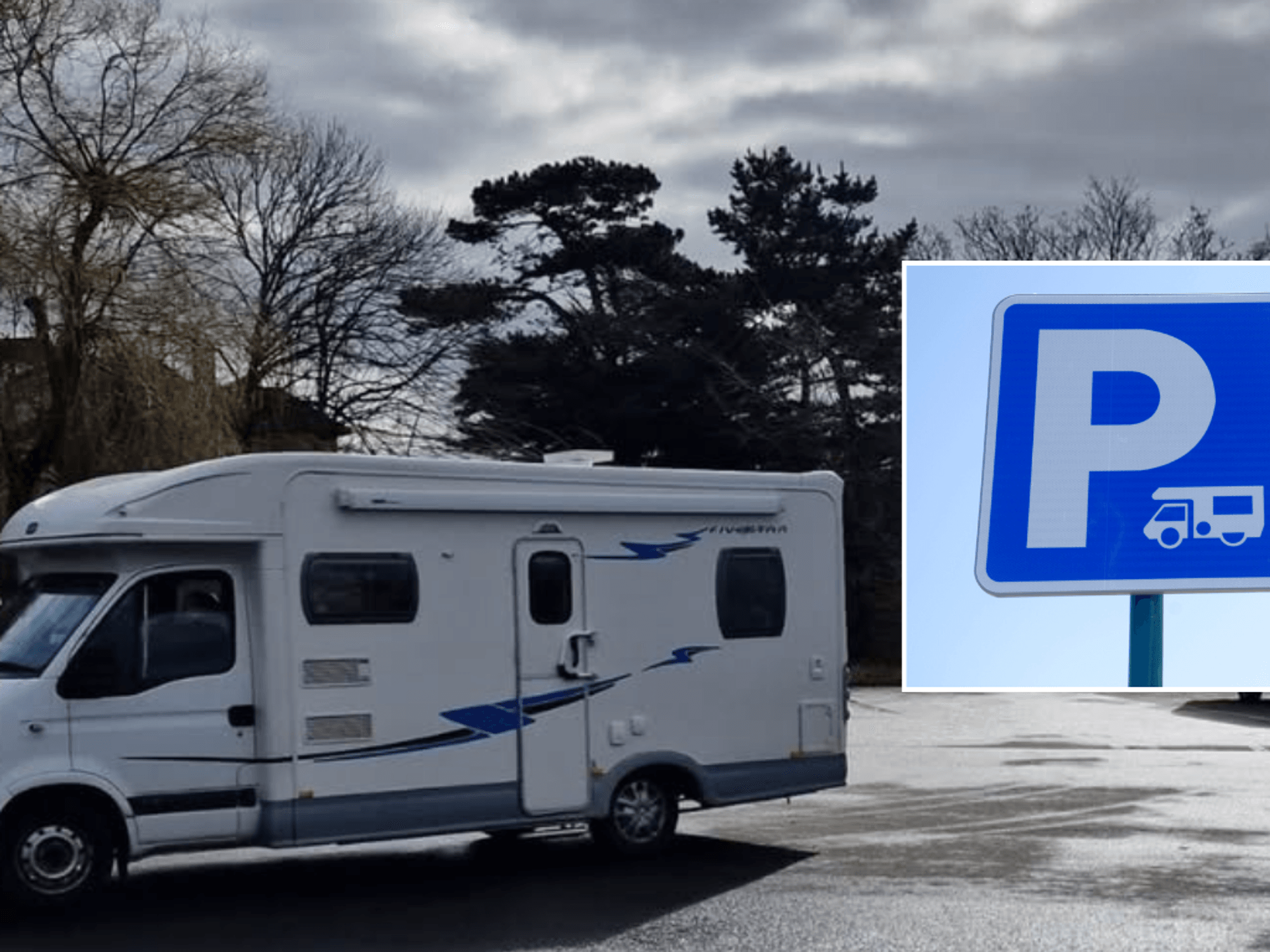 Motorhome and parking sign